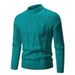 Men's Semi-Turtle Neck Sweater, Jacquard Knit Pullover, Breathable & Stretchable Polyester Blend, Slim Fit Thermal Base Layer (Black/_viptrois.com