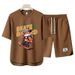 Men's Clothing 2024 Waffle Casual Summer Suit Men's Loose Teen Short sleeved T shirt Shorts Handsome Two piece Suit_viptrois.com