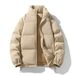 Pure Solid Color Stand Collar Down Cotton For Men And Women 2025 New Winter Thickened Warm Trendy Casual Couple Puffer Jacket_viptrois.com