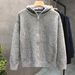 "Unisex Distressed Hooded Cardigan – Oversized Open-Front Knit Sweater With Mesh Detailing (M-3XL, Black/Navy/Gray)"_viptrois.com