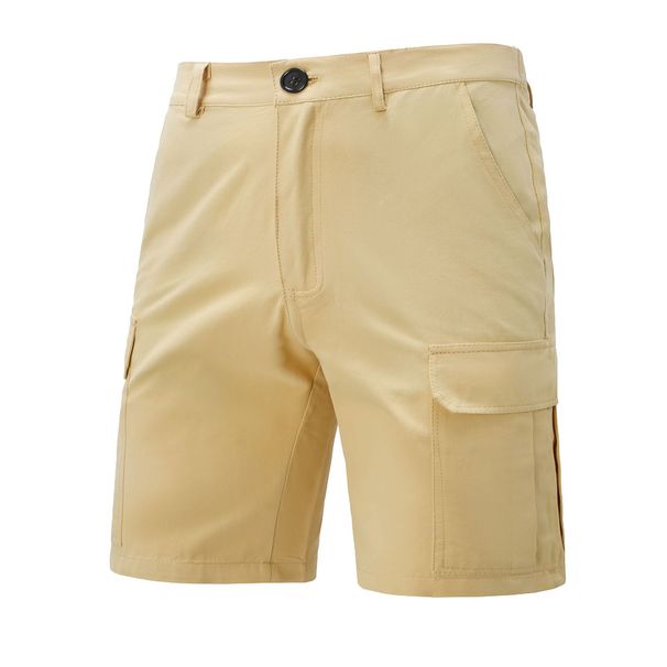 Men's Clothing Summer New European And American Men's Casual Multi Pocket Work Shorts Fashionable Solid Color Cross Border Men's Shorts_viptrois.com