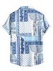 Men's Clothing Men's Shirt Blue And White Cashew Print Short Sleeved Men's Casual Shirt Middle Eastern Retro Four Sided Stretch Summer New_viptrois.com