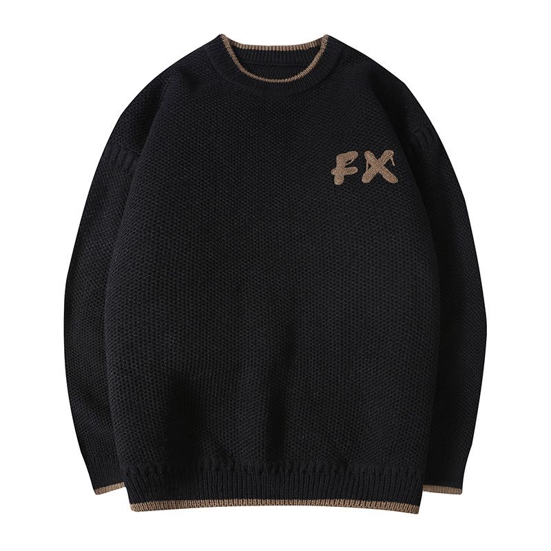 Men's Clothes Sweater Men's Autumn And Winter Youth All Round Neck Thick Brand Knit Bottom Sweater Simple Sweater Tide_viptrois.com
