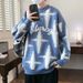 Men's Winter One-Piece Fleece Trendy Loose Round Neck Sweater New Thickened Warm Knitwear For Teenagers Layering_viptrois.com