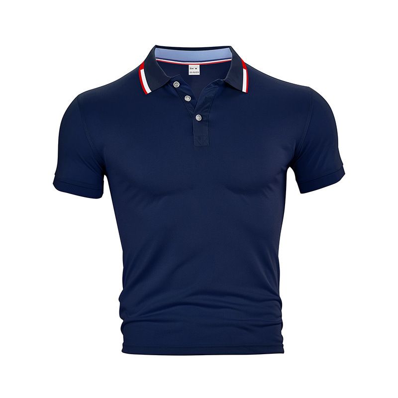 Men's Short Sleeved Polo Shirt Quick Drying Solid Color Turn down Collar Summer Sports Casual Best Selling European American Style_viptrois.com