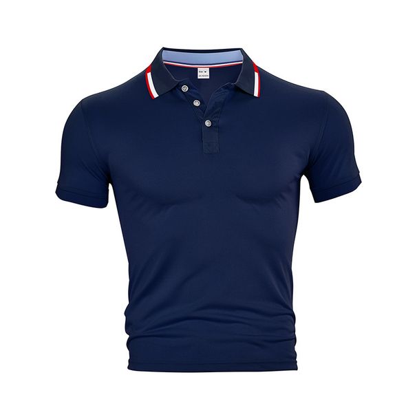 Men's Short Sleeved Polo Shirt Quick Drying Solid Color Turn down Collar Summer Sports Casual Best Selling European American Style_viptrois.com