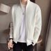 Half High Collar Cardigan Sweater, Retro Versatile Casual Long Sleeved Knit Sweater Jacket_viptrois.com