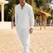 Men's Casual Long Sleeve Shirt And Straight Leg Pants Set - Breathable Loose Fit Spring Summer Outfit_viptrois.com