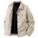 Fleece Thickened Jacket, Retro Trend Casual Versatile Lapel Simple Tooling Top_viptrois.com