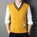 Men's Wool Blend Knit Vest Sleeveless V-Neck Slim Fit Casual Pullover Sweater For All Seasons_viptrois.com