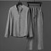Men's Clothing Casual Sports Suit For Trendy Men Chinese Style Tang Suit Long Sleeved T Shirt Large Size Breathable V Neck Shirt Two Piece Set_viptrois.com
