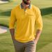 Spring And Autumn American Loose Men's Simple Solid Color Polo Shirt Long Sleeve T Shirt_viptrois.com