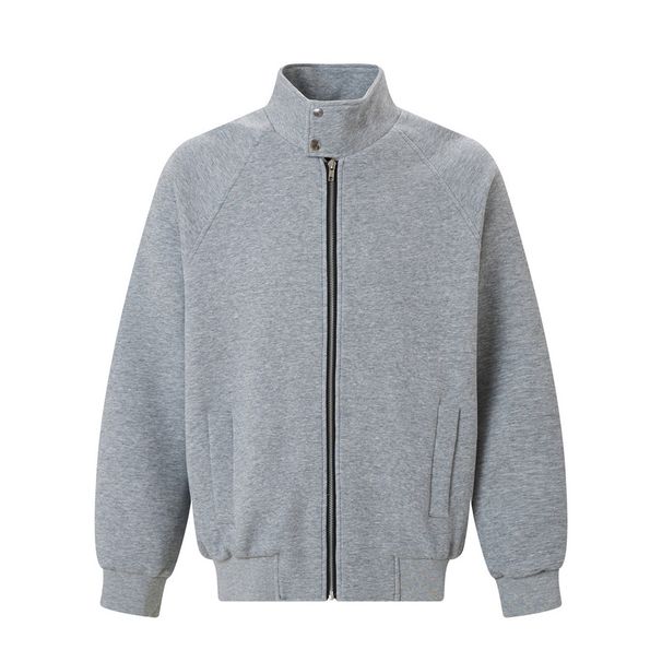 Trendy American Style Stand Collar Jacket Sweatshirt Men's Spring Autumn Loose Versatile Solid Color Sports Shirt Casual_viptrois.com