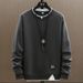 Men's Heavyweight Long-Sleeve Crewneck T-Shirt – Japanese-Inspired Relaxed Fit, Solid Color Basic Top For Casual & Layering (Black/White/Grey/Blue)_viptrois.com
