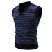Knitted Vest For Men, New Autumn And Winter Vest, Youth Simple Casual Striped Jacquard Sweater_viptrois.com