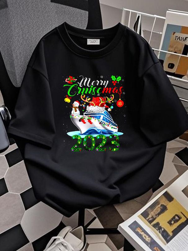 Merry Cruisemas 2022 Xmas Light Family Santa Reindeer Cruise Christmas Shirt,Mug Stylish Slightly Top For Everyday Wear Graphic Casual Homme_viptrois.com
