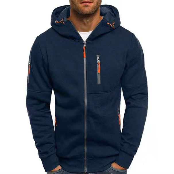Large-Sized Men's Autumn And Winter Sports And Fitness Jacket, Casual Arm Zipper Hoodie, Cardigan And Hooded Jacket_viptrois.com