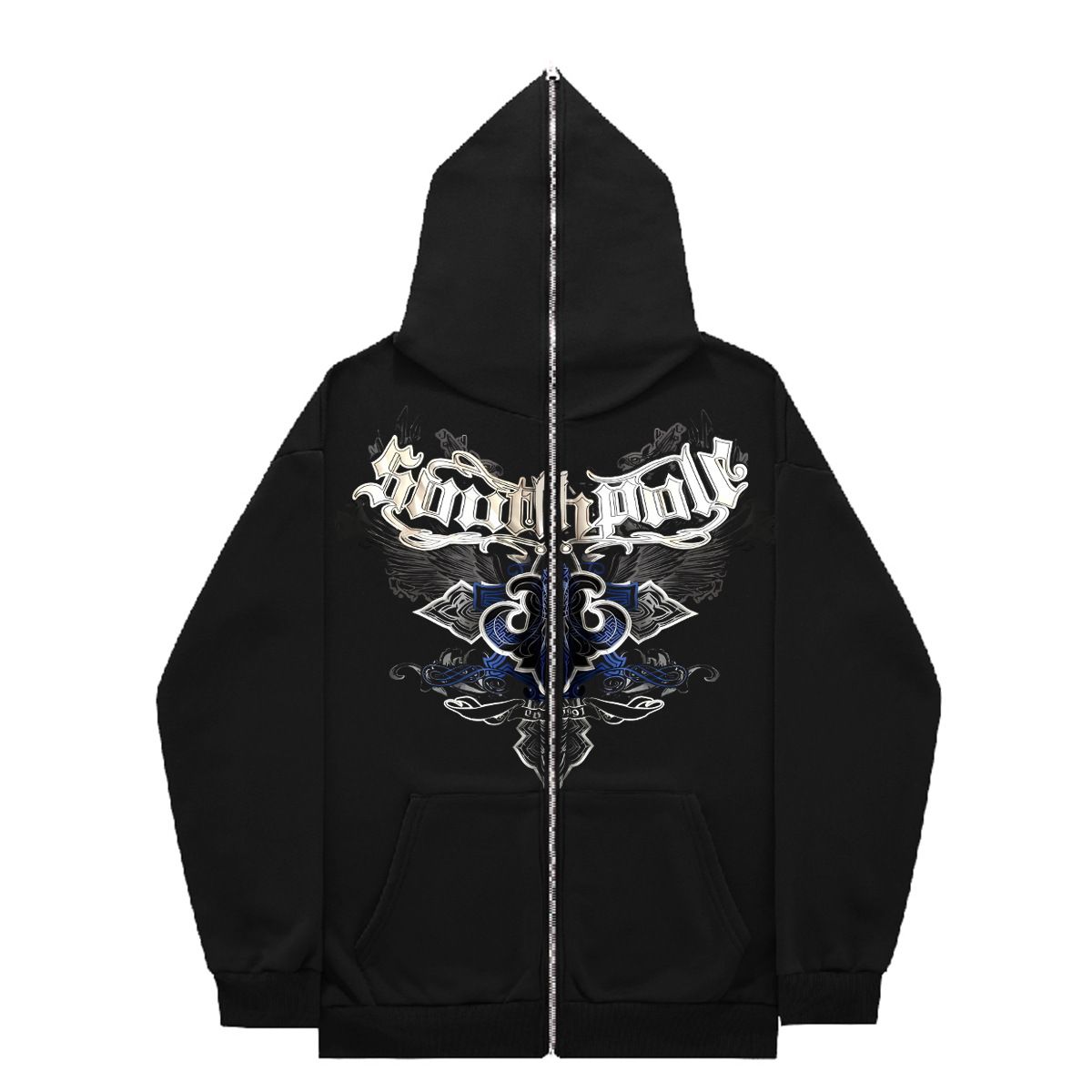 Hoodie Sweatshirt Gothic High Street Full Zipper Oversized Unisex Streetwear Y2 Jacket_viptrois.com