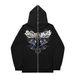 Hoodie Sweatshirt Gothic High Street Full Zipper Oversized Unisex Streetwear Y2 Jacket_viptrois.com