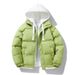 Men's Winter Hooded Puffer Jacket – Two-Tone Layered Cotton Coat With Oversized Hood (Black/Khaki/Green/Klein Blue)_viptrois.com