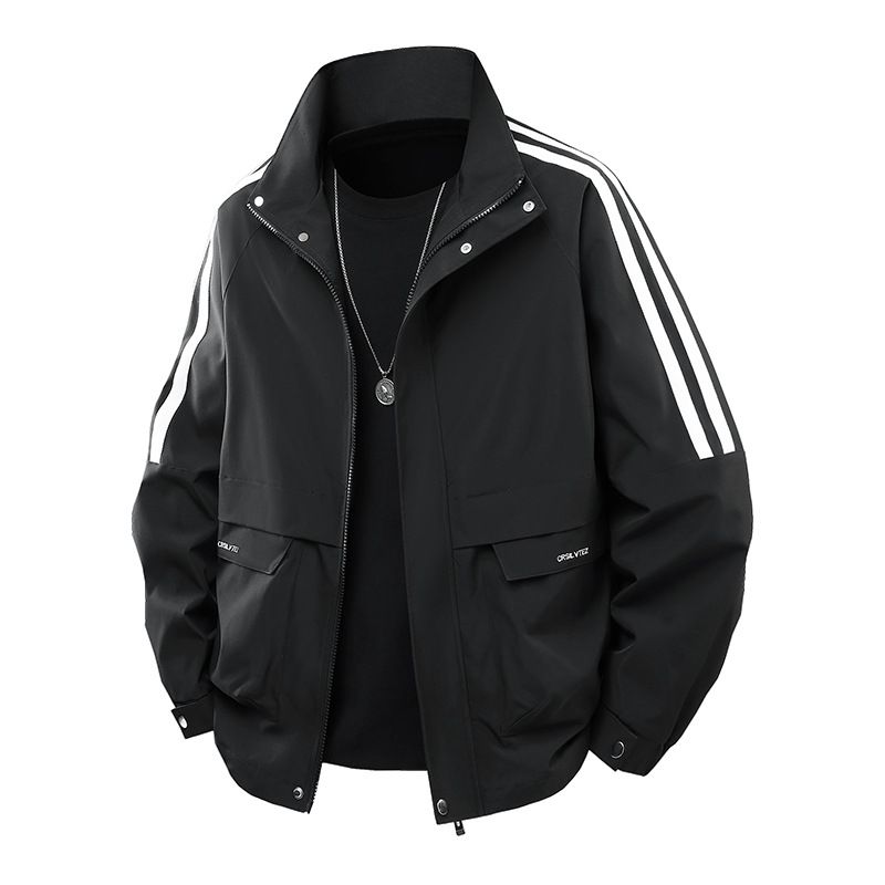 Men's Stand Collar Jacket - Slim Fit Lightweight Polyester Coat For Casual & Business Wear_viptrois.com
