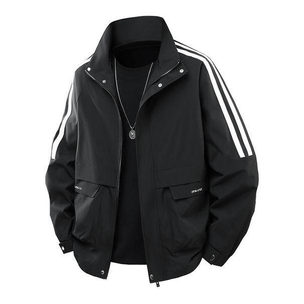 Men's Stand Collar Jacket - Slim Fit Lightweight Polyester Coat For Casual & Business Wear_viptrois.com
