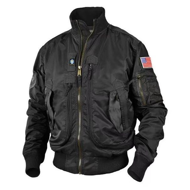 Men's Baseball Jacket Tactical Bomber Jacket With Stand Collar, Lightweight Slim Fit Zip-up Outerwear For Casual Wear_viptrois.com