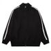 Men's Plus Size Striped Knit Cardigan With Zipper & Stand Collar - Breathable, Machine Washable, Stretchable (Black, Grey, Green)_viptrois.com