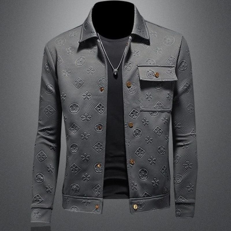 Men's Clothing Light Luxury Fashion Lapel Men's Jacket Slim Fit Spring And Autumn New Style Trend Handsome Jacquard Jacket_viptrois.com