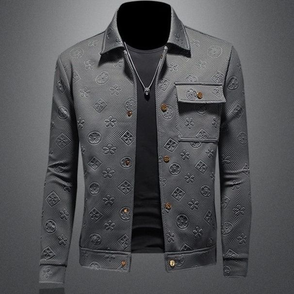 Men's Clothing Light Luxury Fashion Lapel Men's Jacket Slim Fit Spring And Autumn New Style Trend Handsome Jacquard Jacket_viptrois.com