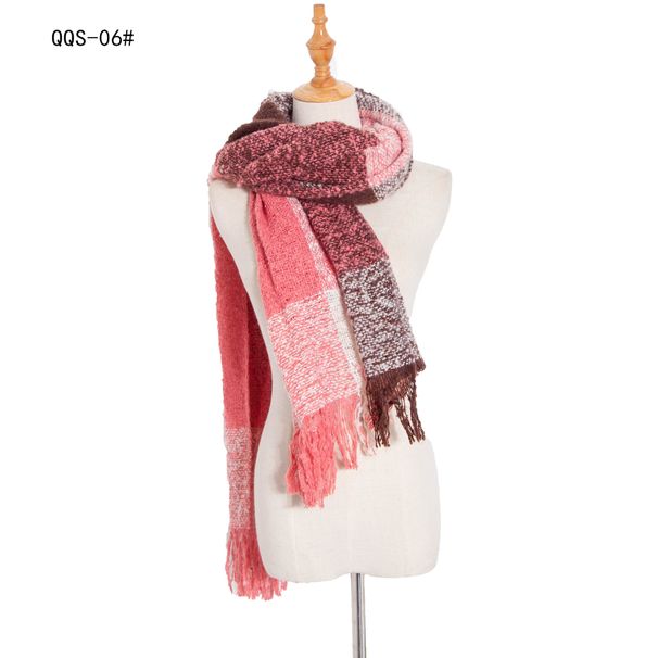 Unisex Polyester lap sand check scarf Women's warm tassel bib shawl_viptrois.com