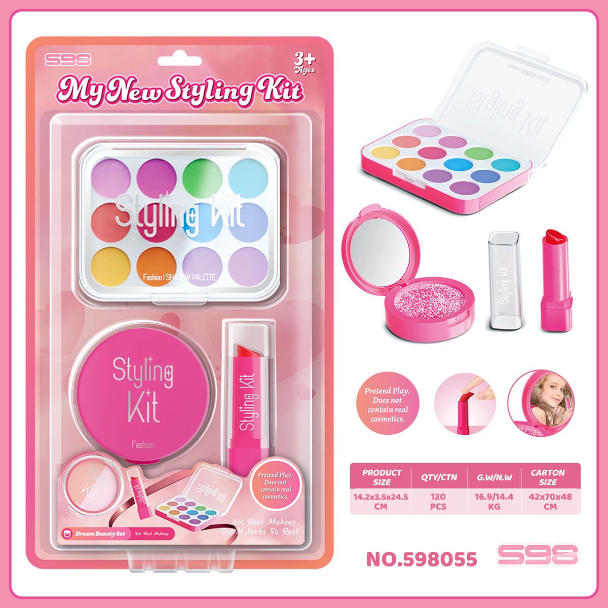 Pretend Play Makeup Toy Set For Girls Non-Toxic Safe Kids Cosmetic Kit With Mirror Lipstick & Nail Polish Perfect Birthday Gift For 4-6 Year Olds _viptrois.com
