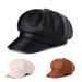 Autumn Winter Octagonal Leather Women Korean Version Versatile Warm Face-Flattering Painter Hat PU Duckbill Beret_viptrois.com