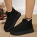 Women's Shoes Large Size Mid Tube Thick Soled Snow Boots For Women 2025 Autumn And Winter New Style Slip On Fashionable Popular Cotton Shoes For Women_viptrois.com