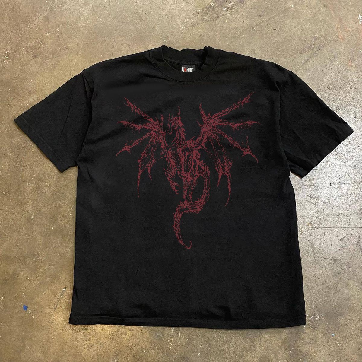 Dragon Skeleton Graphic T-Shirt - Y2k Oversized Streetwear Tee, Heavyweight Cotton Unisex Top For Men And Women, Alternative Fashion Bold Print Shirt_viptrois.com
