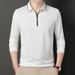 New Men's Half Zip Polo Shirt, Spring and Autumn Long Sleeved T-shirt, Men's Minimalist Business Youth Loose Fit, Oversized Dad's Outfit_viptrois.com