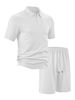 Men's Clothing Men's Summer New Casual Loose Lapel Jacquard Fabric Men's Short Sleeved Polo Shirt Suit_viptrois.com