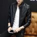 Men's Clothing Autumn and Winter Men's PU Leather Jacket Men's Thin Casual Men's Jacket Stand Collar Slim Leather Jacket Youth_viptrois.com