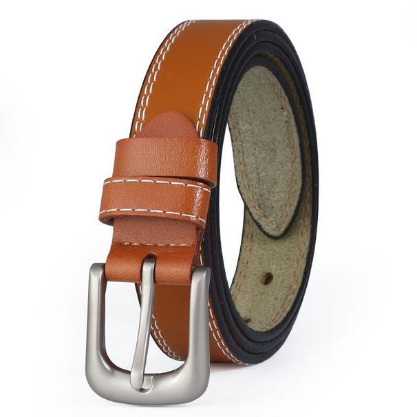 Belt Women's Version Of Two Layer Cowhide Transfer Film Embossed Women's Versatile Trendy Belt Simple Women's Belt_viptrois.com