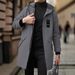 Men's Slim-Fit Trench Coat – Lightweight Polyester Jacket With Hood For Business Casual_viptrois.com