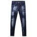 Men's Clothing High Street Fashion Men's Jeans Retro Blue Washed Holes Scratched Trendy Brand Elastic Tights Skinny Pants Men_viptrois.com