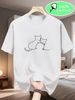 Maglietta Uomo 180g Cotone Puro Girocollo Stampa Due Gatti Morbida Traspirante Base Casual Sportiva Vestibilità Regolare_viptrois.com