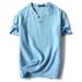 Men's Clothing Thin Linen Short Sleeved T Shirt Loose Large Size Solid Color Cotton And Linen T Shirt_viptrois.com