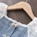 Toddler Girls Clothing Fashionable Dress Summer New Style Girl's Temperament Pearl Seersucker Sleeves Spliced Soft Denim A Line Skirt_viptrois.com
