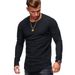 2025 Men's Casual Tops Summer Long Sleeve T-shirt Solid Color Fold Round Neck Clothes Men's T-shirt_viptrois.com