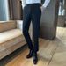 Men's Slim-Fit Dress Pants, Wrinkle-Resistant, Deep Gray, Business Casual, Straight Leg, Polyester Blend, Stretch Comfort_viptrois.com