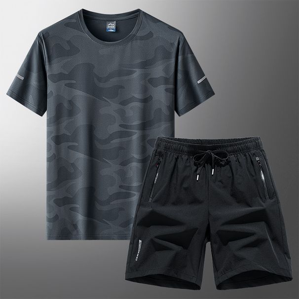 Men's Clothing Camouflage Casual Sports Suit Men's Summer Thin Quick Drying Clothes Gym Loose T Shirt Running Short Sleeved Shorts Training_viptrois.com