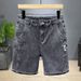 Men's Clothing Summer Fashion Denim 5 Point Shorts Ins Style Fashion Straight Tube Ripped Shorts_viptrois.com