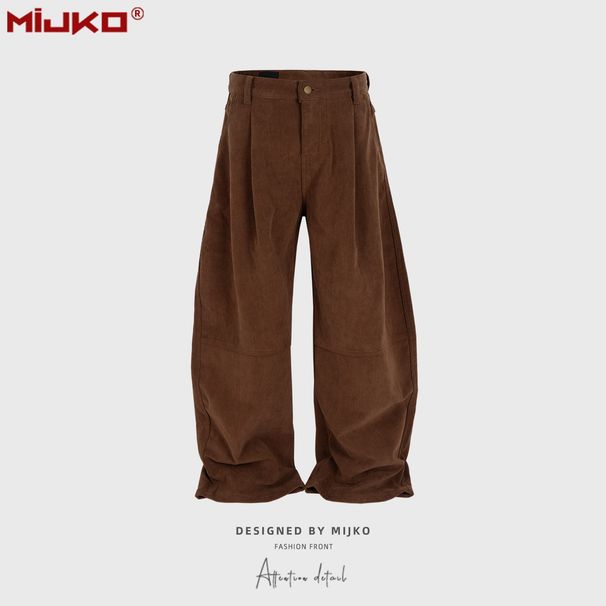 Nordmann MIJKO American Style Long Jeans Unisex Loose Fit Curved Knife Deconstructed Brown Multiple Sizes Trendy_viptrois.com