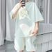 Men's Clothing Ice Silk Suit Men's Summer Loose Casual Sports Shorts Short Sleeved T Shirt Two Piece Suit_viptrois.com